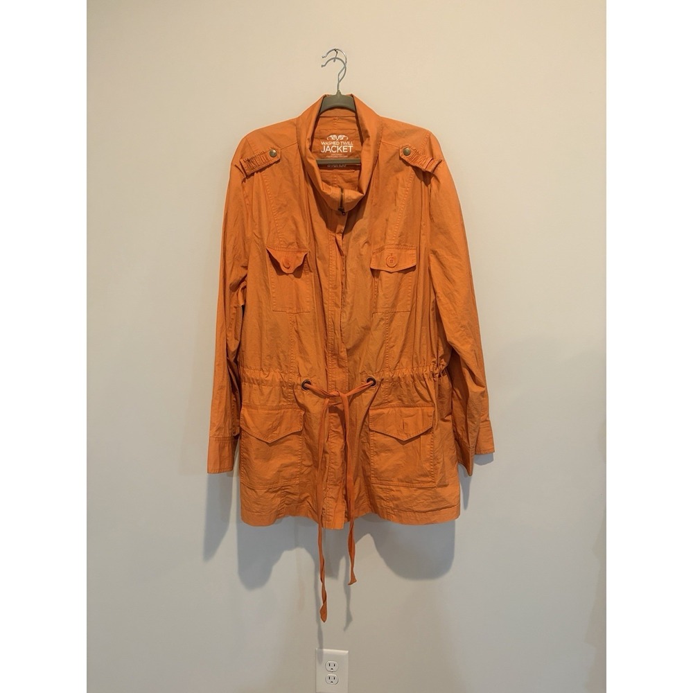 100% Cotton Washed Twill Orange Women's Size 30/32 Jacket